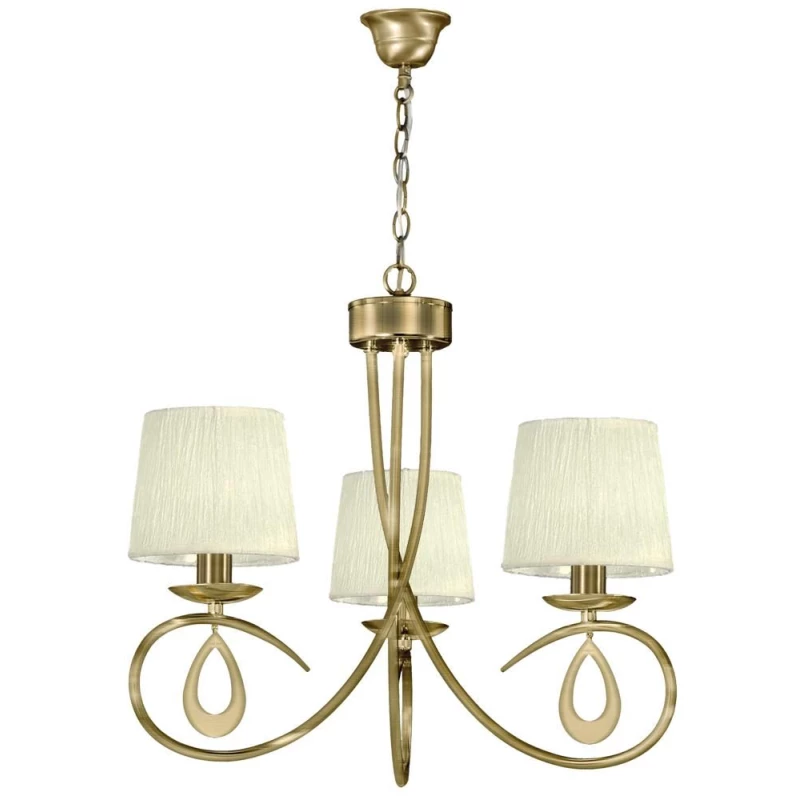 Závěsné tříramenné svítidlo na řetězu ARNIKA - 3xE14, 40W, patina / krémové