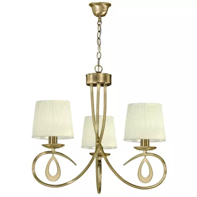 Závěsné tříramenné svítidlo na řetězu ARNIKA - 3xE14, 40W, patina / krémové