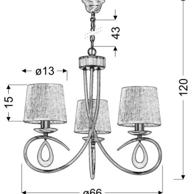 Závěsné tříramenné svítidlo na řetězu ARNIKA - 3xE14, 40W, patina / krémové