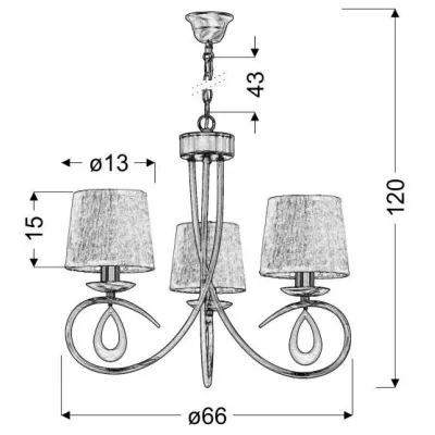 Závěsné tříramenné svítidlo na řetězu ARNIKA - 3xE14, 40W, patina / krémové
