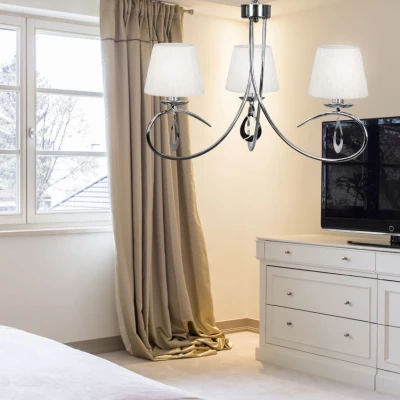 Závěsné tříramenné svítidlo na řetězu ARNIKA - 3xE14, 40W, chromované / bílé