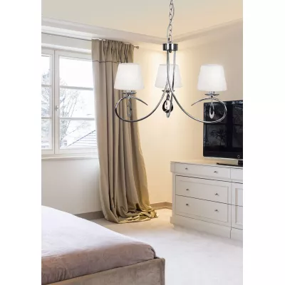 Závěsné tříramenné svítidlo na řetězu ARNIKA - 3xE14, 40W, chromované / bílé