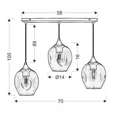 Závěsné designové svítidlo nad jídelní stůl ASPA - 3xE27, 40W, černé / jantarové