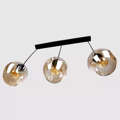 Závěsné designové svítidlo nad jídelní stůl ASPA - 3xE27, 40W, černé / jantarové