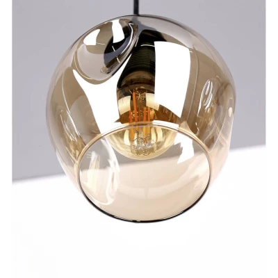 Závěsné designové svítidlo nad jídelní stůl ASPA - 3xE27, 40W, černé / jantarové