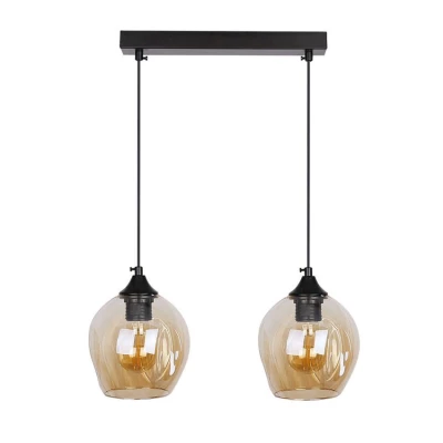 Závěsné designové svítidlo nad jídelní stůl ASPA - 2xE27, 40W, černé / jantarové