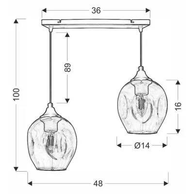 Závěsné designové svítidlo nad jídelní stůl ASPA - 2xE27, 40W, černé / jantarové
