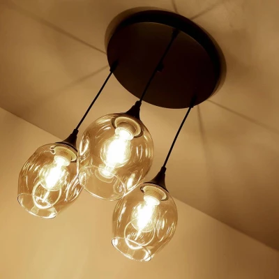 Závěsné designové svítidlo ASPA - 3xE27, 40W, černé / jantarové