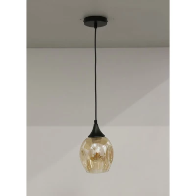 Závěsné designové svítidlo ASPA - 1xE27, 40W, černé / jantarové