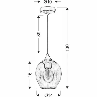 Závěsné designové svítidlo ASPA - 1xE27, 40W, černé / jantarové