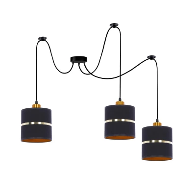 Moderní závěsné svítidlo ASSAM - 3xE27, 60W, černé / zlaté