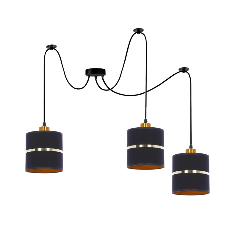 Moderní závěsné svítidlo ASSAM - 3xE27, 60W, černé / zlaté