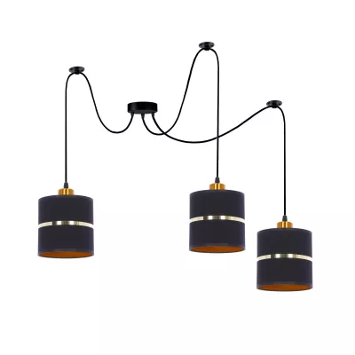 Moderní závěsné svítidlo ASSAM - 3xE27, 60W, černé / zlaté