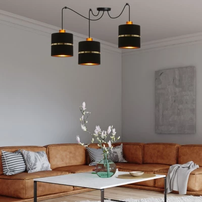 Moderní závěsné svítidlo ASSAM - 3xE27, 60W, černé / zlaté