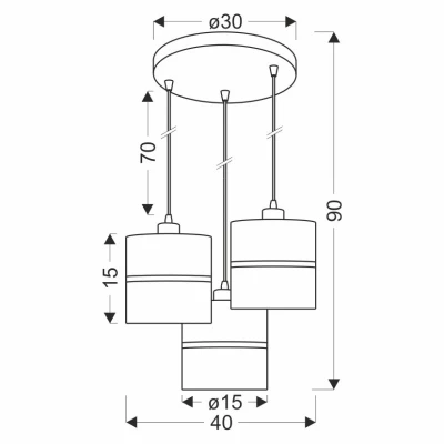 Moderní závěsné osvětlení ASSAM - 3xE27, 60W, černé / zlaté