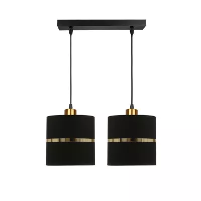 Závěsné moderní světlo nad jídelní stůl ASSAM - 2xE27, 60W, černé / zlaté