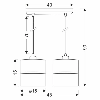 Závěsné moderní světlo nad jídelní stůl ASSAM - 2xE27, 60W, černé / zlaté