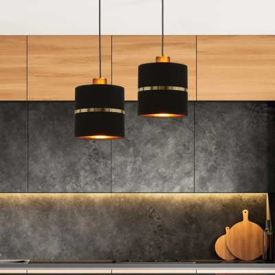 Závěsné moderní světlo nad jídelní stůl ASSAM - 2xE27, 60W, černé / zlaté