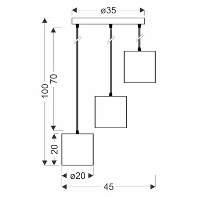 Závěsné moderní osvětlení ATLANTA - 3xE27, 40W, bílé / zlaté