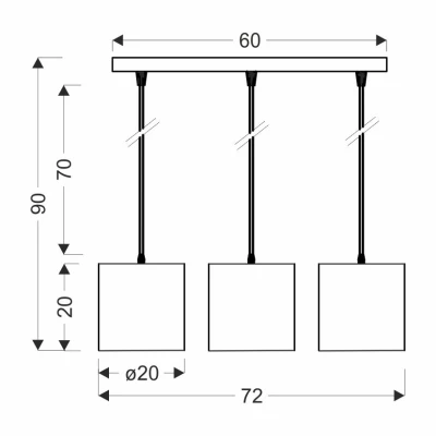 Závěsné osvětlení nad jídelní stůl ATLANTA - 3xE27, 40W, bílé / zlaté