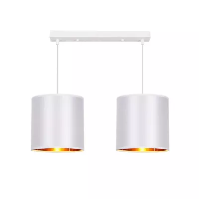 Závěsné osvětlení nad jídelní stůl ATLANTA - 2xE27, 40W, bílé / zlaté