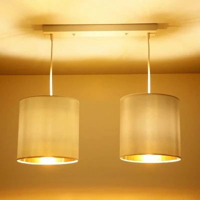 Závěsné osvětlení nad jídelní stůl ATLANTA - 2xE27, 40W, bílé / zlaté