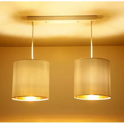 Závěsné osvětlení nad jídelní stůl ATLANTA - 2xE27, 40W, bílé / zlaté