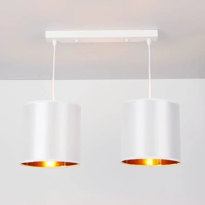 Závěsné osvětlení nad jídelní stůl ATLANTA - 2xE27, 40W, bílé / zlaté