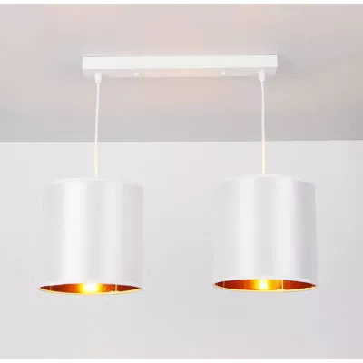 Závěsné osvětlení nad jídelní stůl ATLANTA - 2xE27, 40W, bílé / zlaté