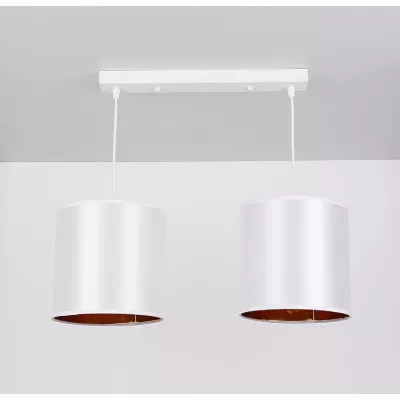 Závěsné osvětlení nad jídelní stůl ATLANTA - 2xE27, 40W, bílé / zlaté