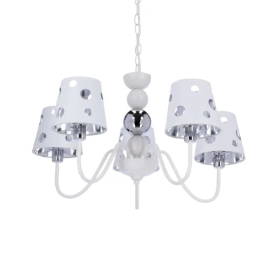 Závěsné pětiramenné svítidlo na řetězu BATLEY - 5xE14, 60W, bílé