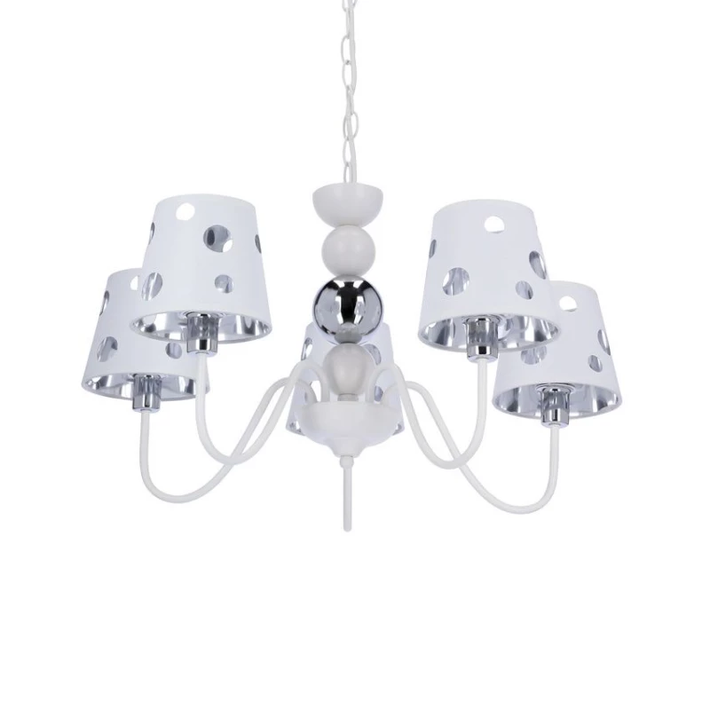 Závěsné pětiramenné svítidlo na řetězu BATLEY - 5xE14, 60W, bílé