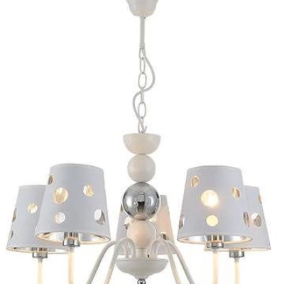 Závěsné pětiramenné svítidlo na řetězu BATLEY - 5xE14, 60W, bílé