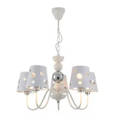 Závěsné pětiramenné svítidlo na řetězu BATLEY - 5xE14, 60W, bílé