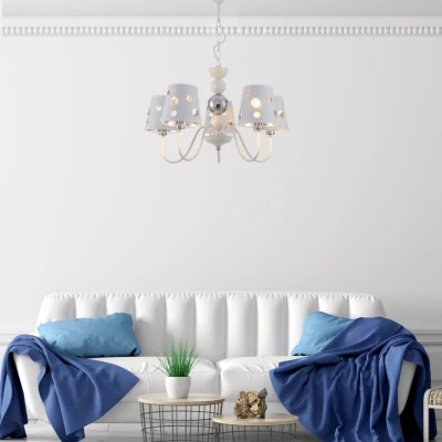 Závěsné pětiramenné svítidlo na řetězu BATLEY - 5xE14, 60W, bílé