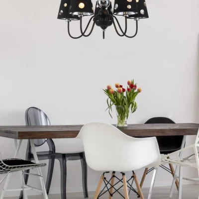 Závěsné pětiramenné svítidlo na řetězu BATLEY - 5xE14, 60W, černé