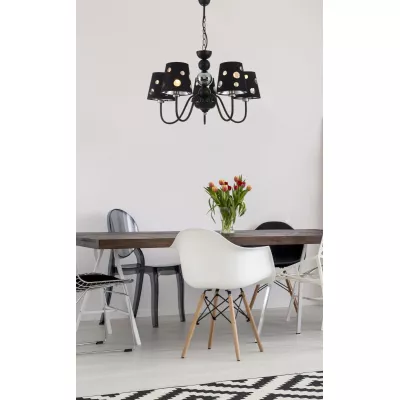 Závěsné pětiramenné svítidlo na řetězu BATLEY - 5xE14, 60W, černé