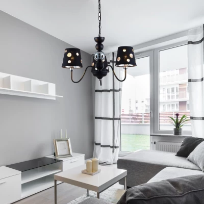 Závěsné tříramenné světlo na řetězu BATLEY - 3xE14, 60W, černé