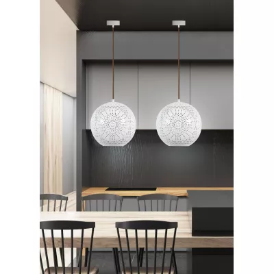 Závěsné designové svítidlo BENE - 1xE27, 60W, 25cm, bílé