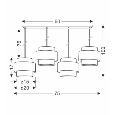Závěsné moderní světlo nad jídelní stůl BENTA - 4xE27, 40W, černé / krémové