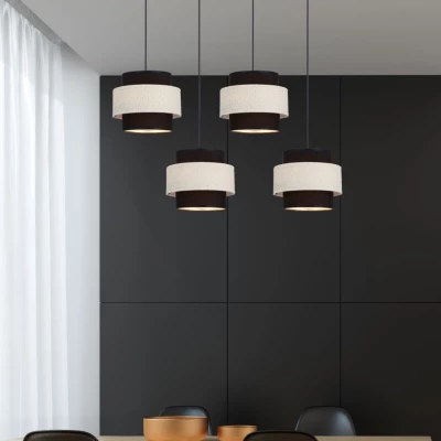 Závěsné moderní světlo nad jídelní stůl BENTA - 4xE27, 40W, černé / krémové