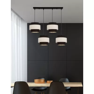 Závěsné moderní světlo nad jídelní stůl BENTA - 4xE27, 40W, černé / krémové