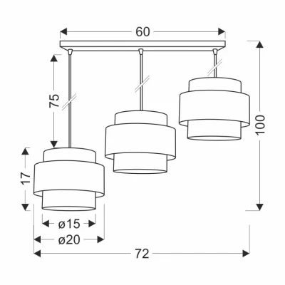 Závěsné moderní světlo nad jídelní stůl BENTA - 3xE27, 40W, černé / krémové