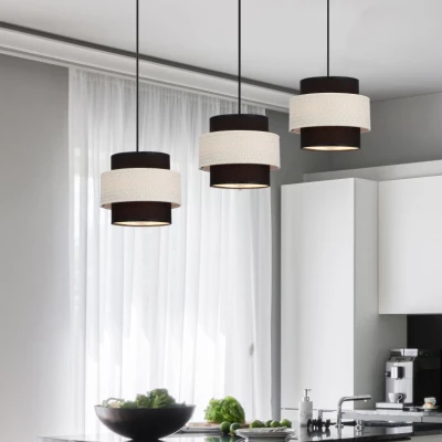 Závěsné moderní světlo nad jídelní stůl BENTA - 3xE27, 40W, černé / krémové