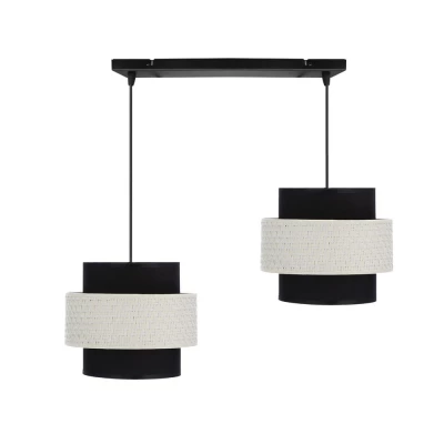 Závěsné moderní světlo nad jídelní stůl BENTA - 2xE27, 40W, černé / krémové