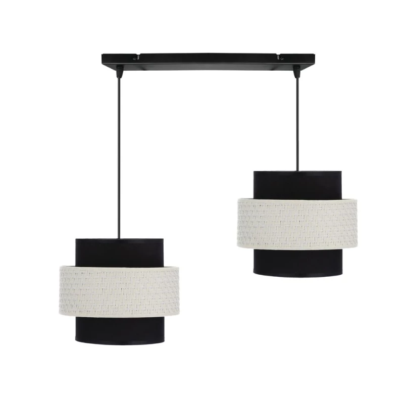 Závěsné moderní světlo nad jídelní stůl BENTA - 2xE27, 40W, černé / krémové
