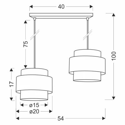 Závěsné moderní světlo nad jídelní stůl BENTA - 2xE27, 40W, černé / krémové