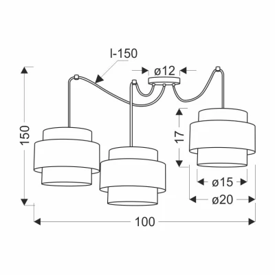Závěsné moderní svítidlo BENTA - 3xE27, 40W, černé / krémové