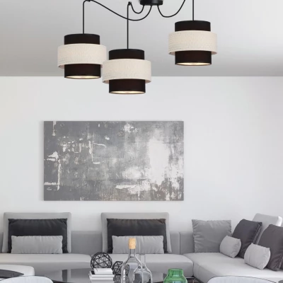 Závěsné moderní svítidlo BENTA - 3xE27, 40W, černé / krémové