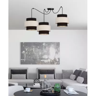 Závěsné moderní svítidlo BENTA - 3xE27, 40W, černé / krémové